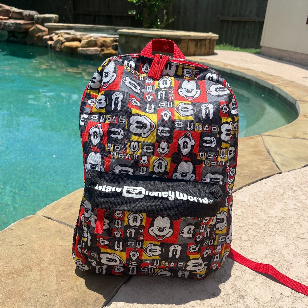 Walt Disney World Parks Mickey Mouse Faces Kids Backpack Carry On Bag